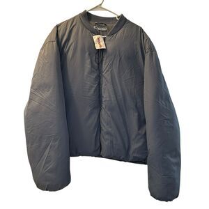 Zara Crop Full Zip Puffer Coat/Jacket Men's Size Large Blue 100% Polyester NEW